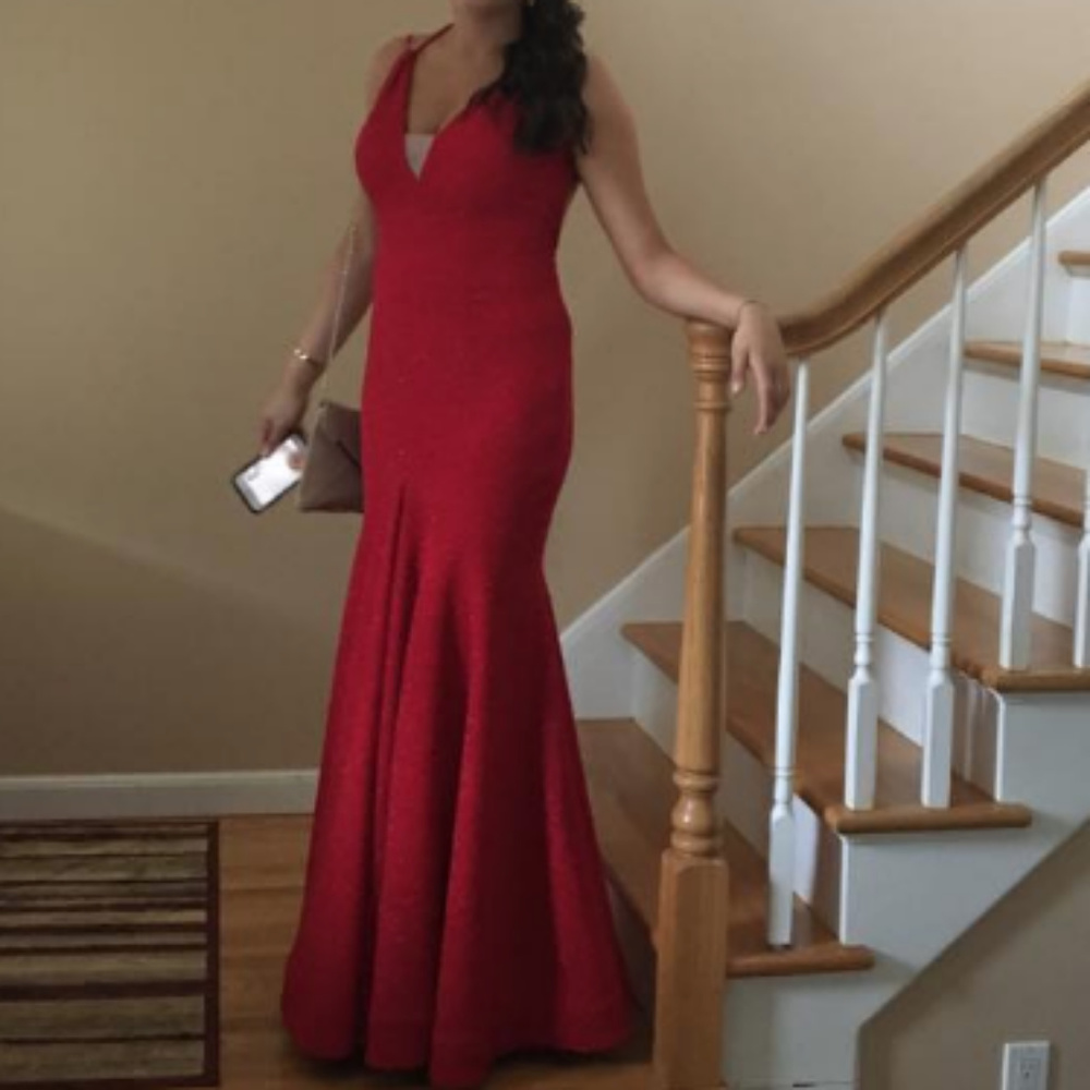 Mermaid Red Prom dress by jovani